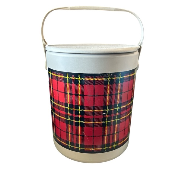 1960’s Hamilton Skotch Cooler Red Plaid Cooler Camping Reversible Lid Insulated. - Picture 1 of 12
